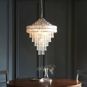 Ceiling Chandelier Lamp Victoria 7 Light Crystal, Bright Nickel