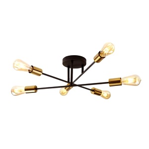 Black Searchlight Lamp Armstrong Six Light Semi, Brass