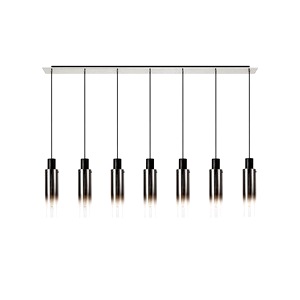 Suspended Linear Ceiling Lamp Fuse 7 Light Pendant, Polished Chrome, Ombre Effect Glass