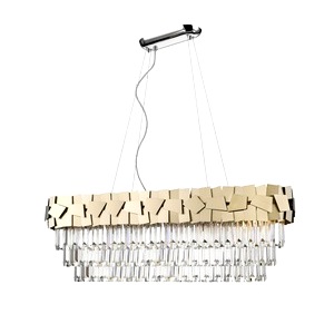 Contemporary Ceiling Lantern Impex Celine 9 Light Crystal Oblong