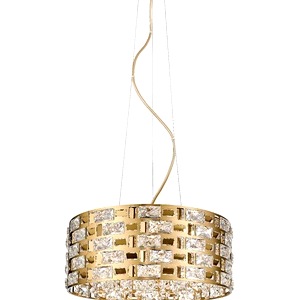Ceiling Pendant Lamp Impex Laurette Six Light Crystal, Polished Gold