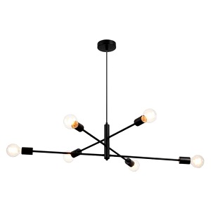 Black Retro Edison Filament Six Light Ceiling Fitting