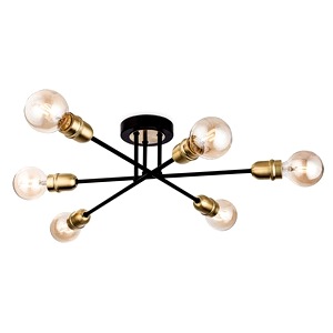 Black Firstlight Trident Six Light, Brushed Brass