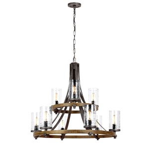 Decorative Ceiling Pendant Quintiesse Angelo 9 Light Rustic Two Tier