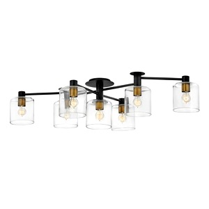 Elegant Semi Flush Ceiling Light Quintiesse Axel 7 Black