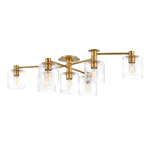 Decorative Semi Flush Ceiling Lamp Quintiesse Axel 7 Light Heritage Brass