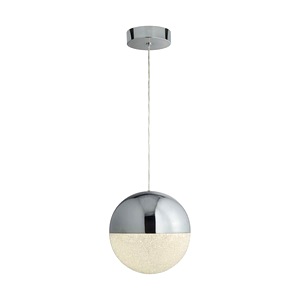 Chrome Searchlight Marbles One Light Ceiling Pendant Lamp, Crushed Ice Glass