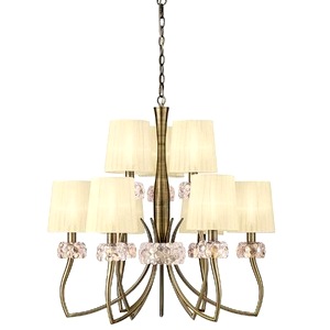 Antique Brass Mantra Loewe 9 Light Ceiling Pendant Shades