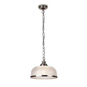 Satin Silver Look Searchlight Bistro One Light, Glass Shade