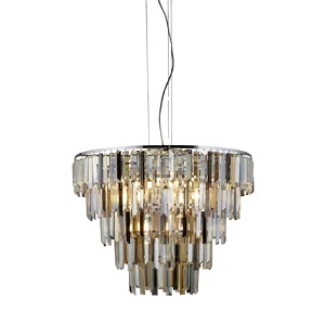 Chrome Searchlight Clarissa 9 Light Ceiling Pendant, Coloured Glass