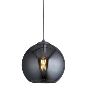 Chrome Searchlight Balls One Light Ceiling Pendant, Smoked Glass