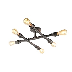 Aged Pewter Paint Endon Pipe Six Light Semi